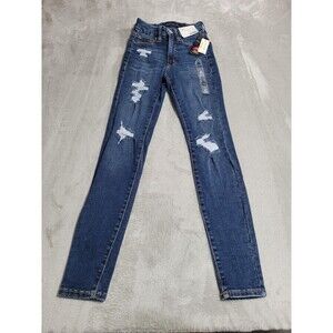 Aeropostale High Rise Curvy Jegging Jeans Womens 00R Blue Distressed Stretch